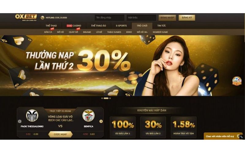 Khuyến mãi Oxbet thưởng 30% cho lần nạp kế tiếp